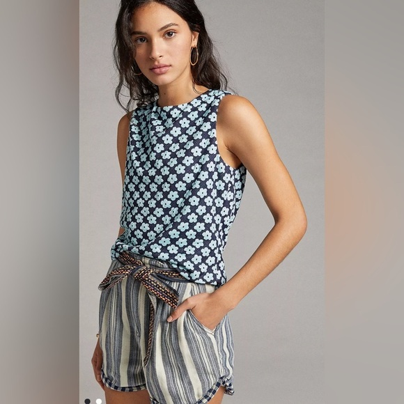 Anthropologie Eva Franco Floral Jacquard Top Size L - Picture 3 of 10